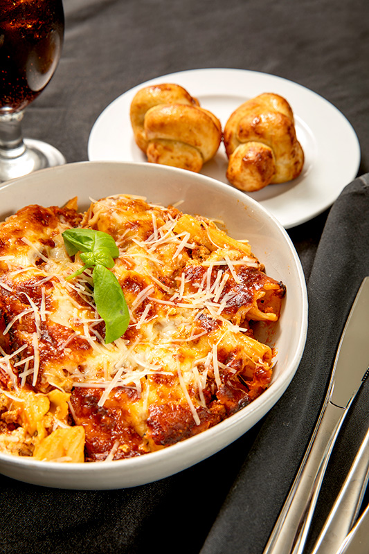 Baked Rigatoni with Italian Sausage Bolognese _ Italian Catering Meal | Swadley's Fine Catering